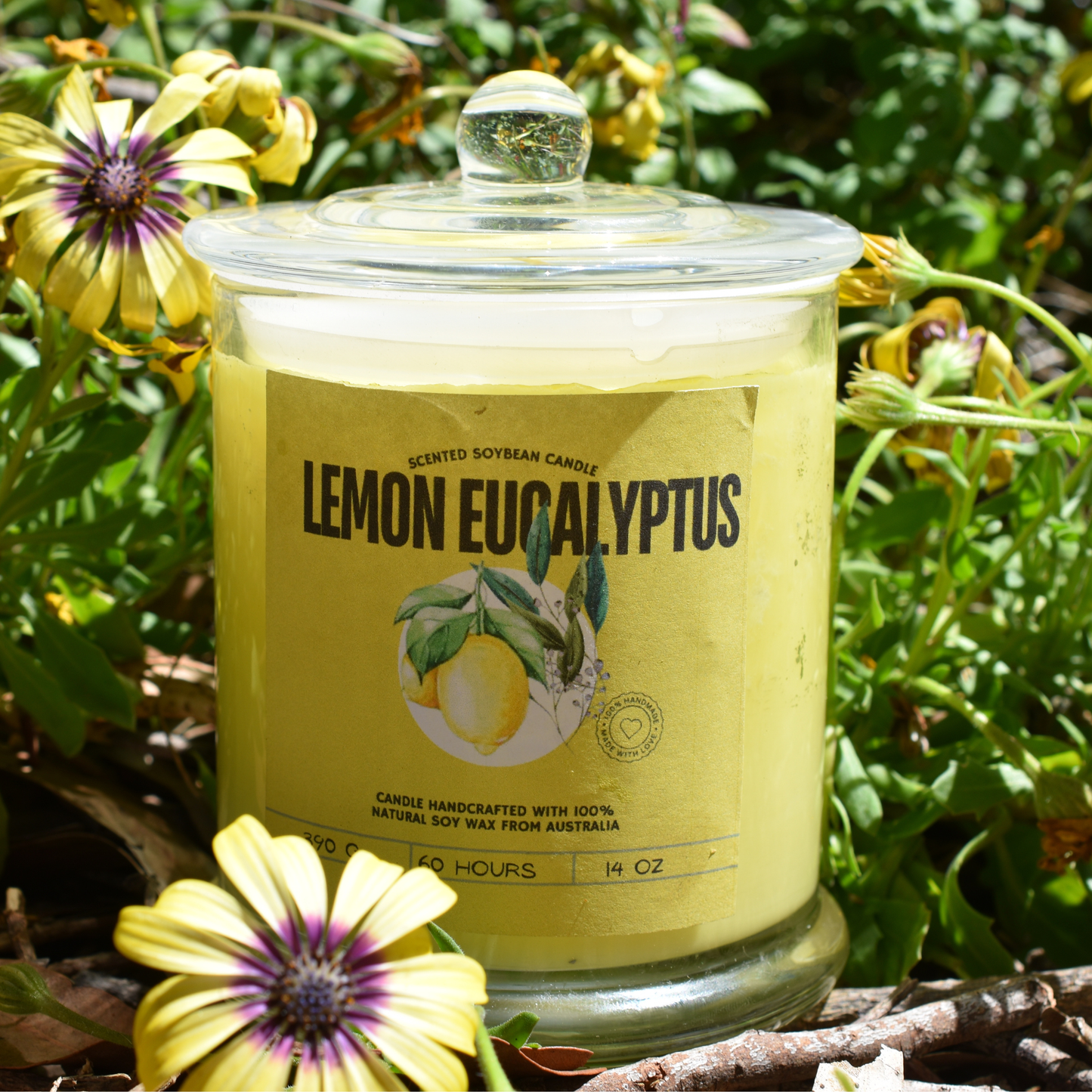 ๐ Lemon Eucalyptus Soy Wax Candle