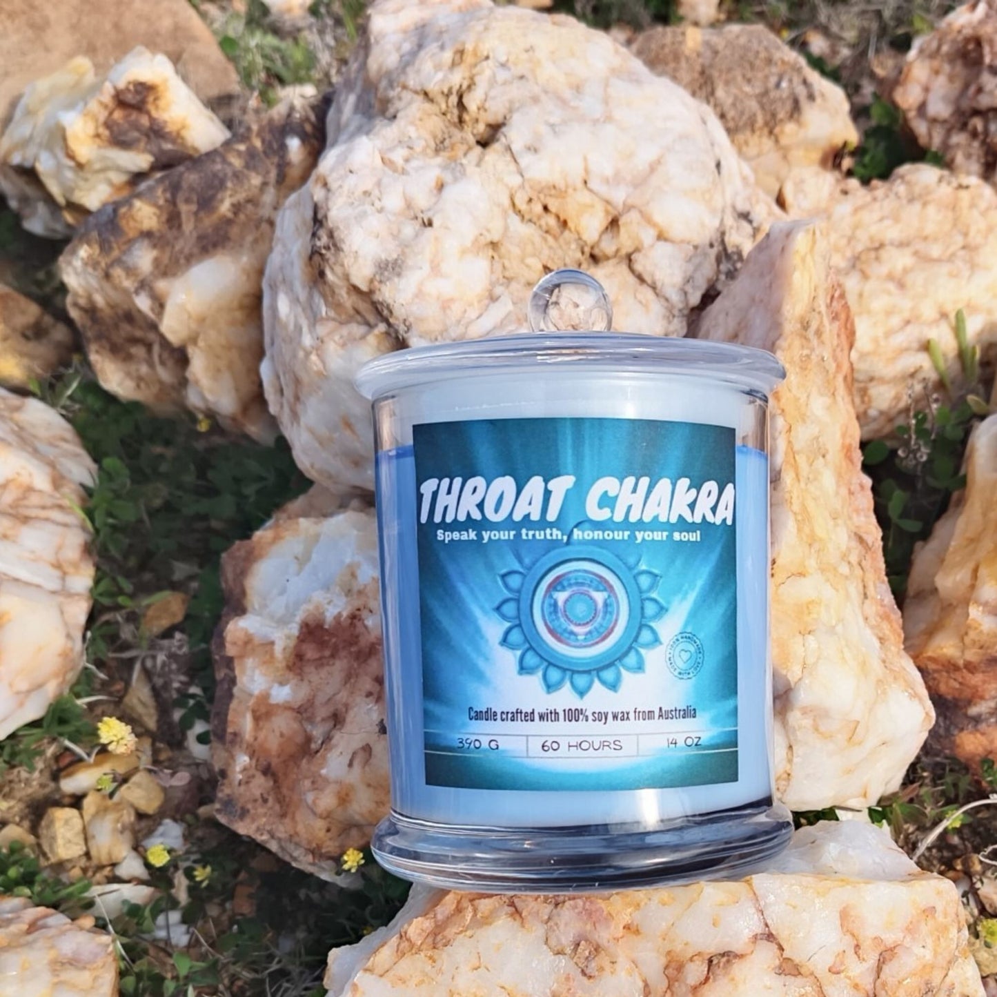💙 Throat Chakra Candle – Speak Your Truth