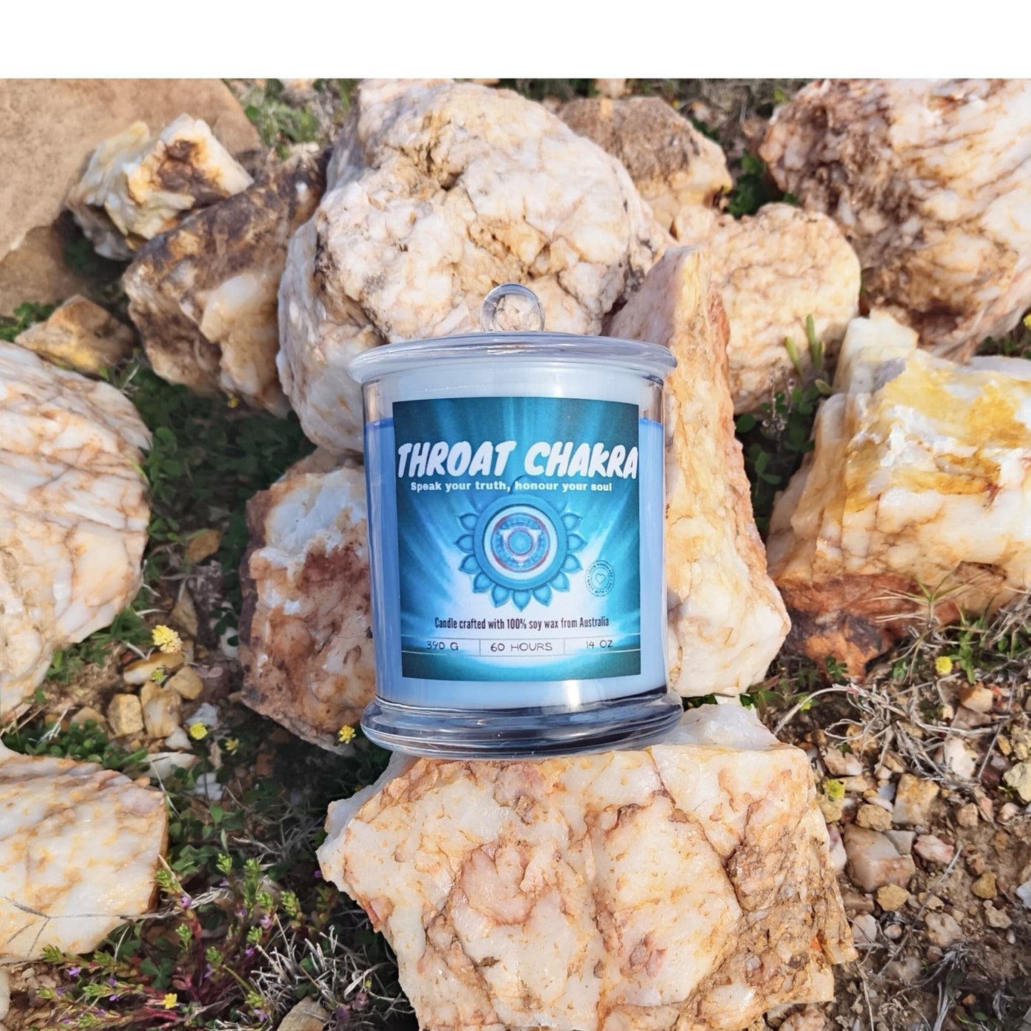 💙 Throat Chakra Candle – Speak Your Truth