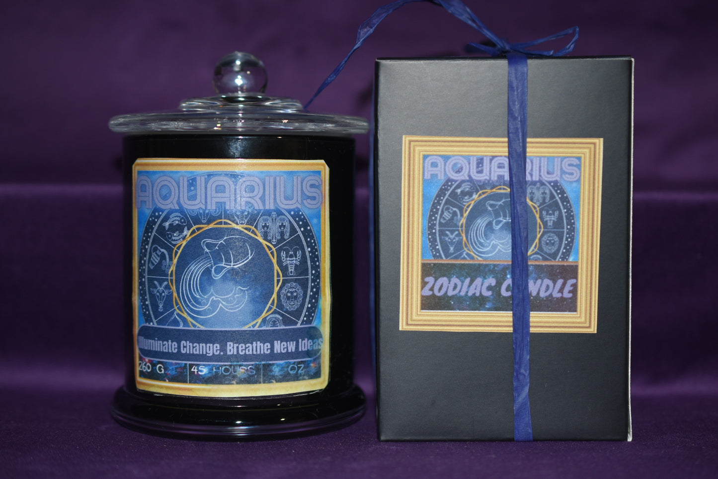 ♒ Aquarius Zodiac Candle - Blue Sage & Eucalyptus