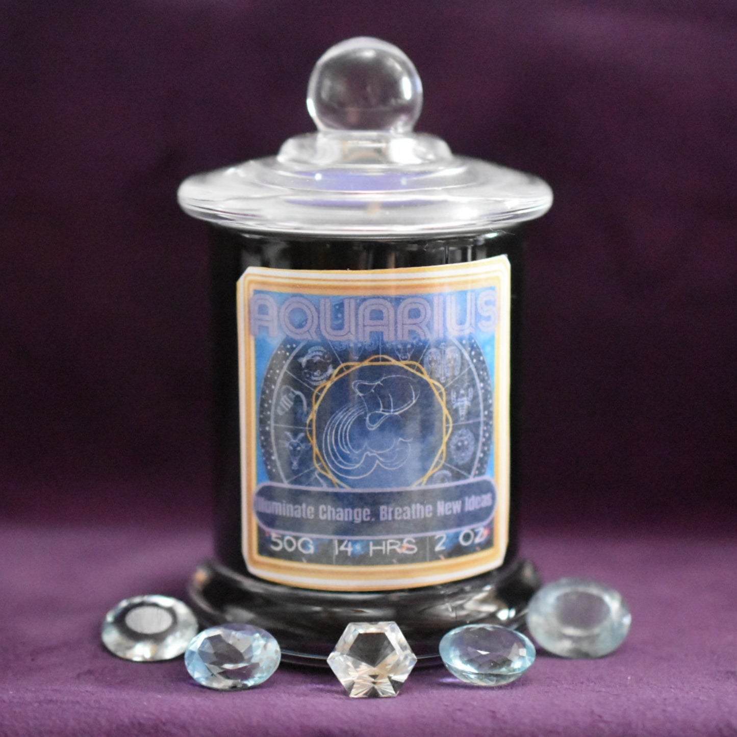 ♒ Aquarius Zodiac Candle - Blue Sage & Eucalyptus
