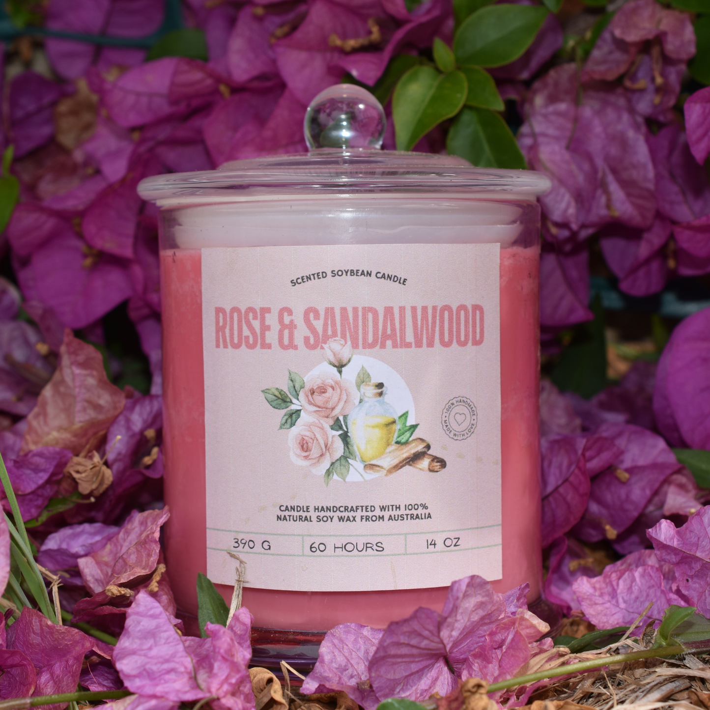 🌹Rose & Sandalwood Soy Wax Candle